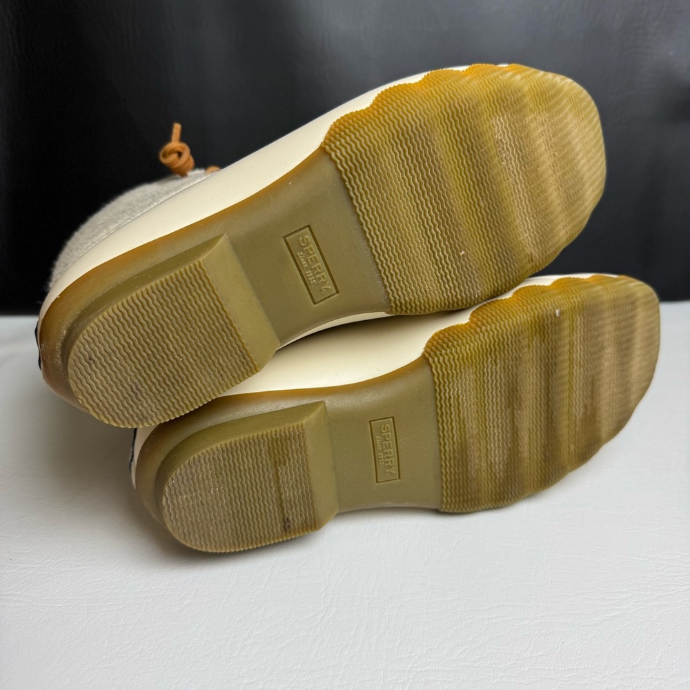 Sperry Cream and Tan Winter & Rain Boots Wool Embossed Duck Boots - Picture 7 of 7
